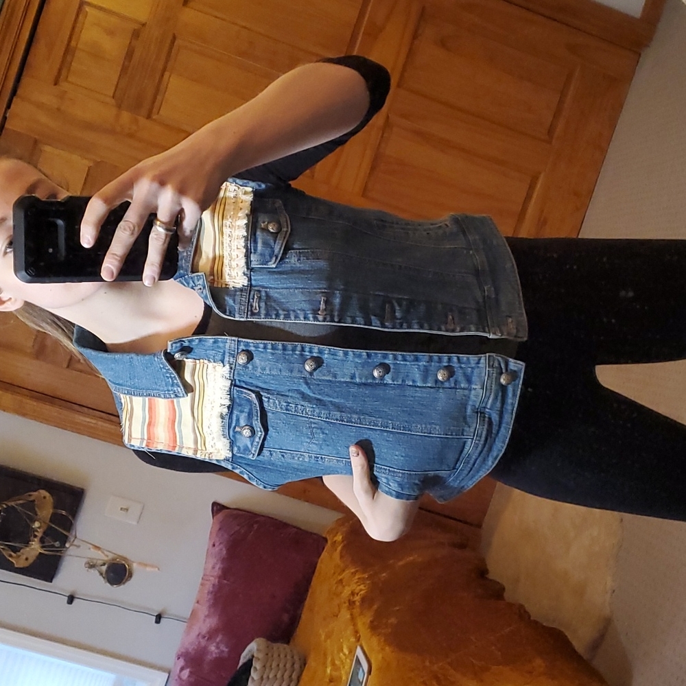 Custom patch denim vest